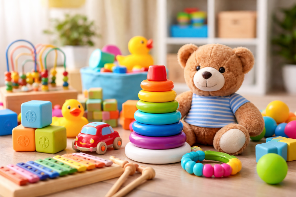 Cheerful playroom with colourful toys