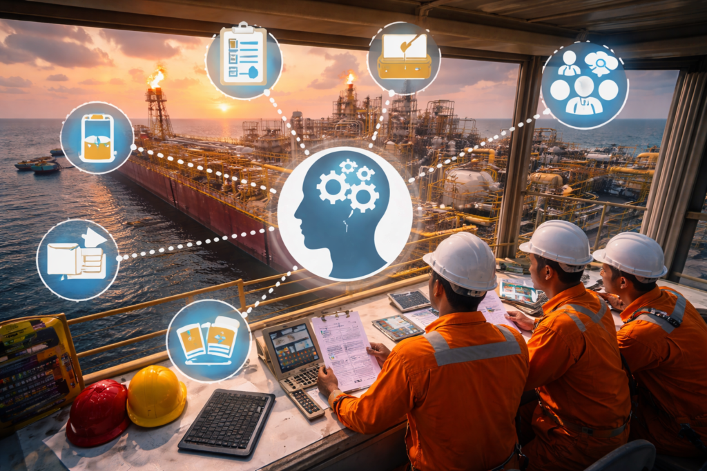 Engineers reviewing safety and procedures