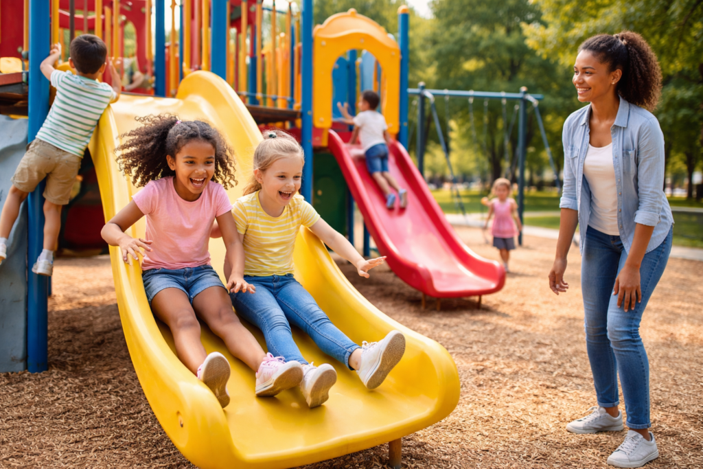 Playground fun on a sunny afternoon