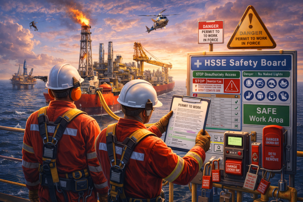 Safety protocols on FPSO vessel